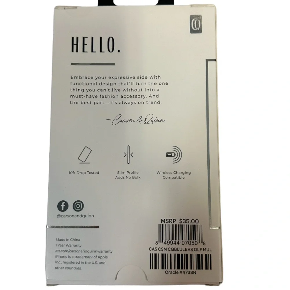Carson & Quinn IPhone 2020 5.4” Case | Drop Tested | Slim | NIB